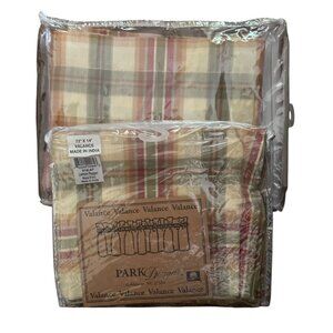 New Park Designs Lemon Pepper Plaid Window Valance 72" X 14" Cotton Made In Indi